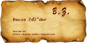 Becze Zádor névjegykártya